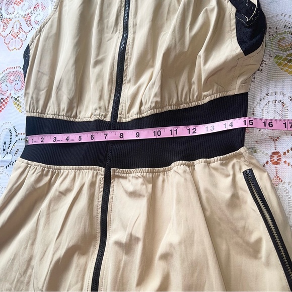 NWT GSTO beige & black safari khaki gaming midi dress, size large - Picture 13 of 14